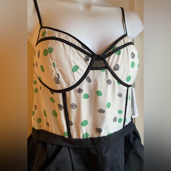 SOLD Hype Spaghetti Strap lingerie inspired Dress black green white NWT Size 8 - Picture 5 of 9